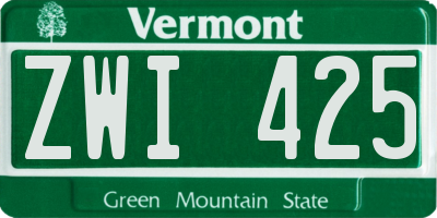 VT license plate ZWI425