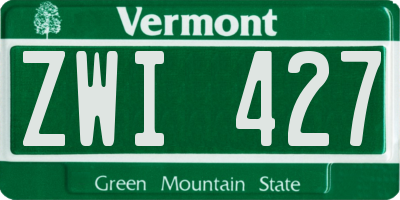 VT license plate ZWI427
