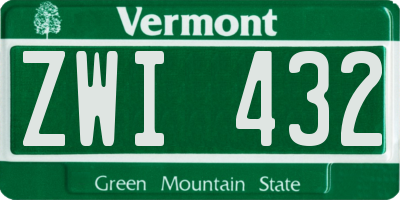 VT license plate ZWI432