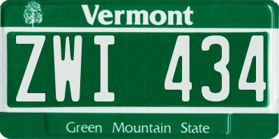 VT license plate ZWI434