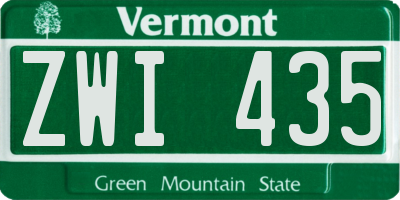 VT license plate ZWI435