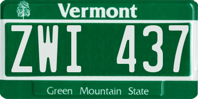 VT license plate ZWI437