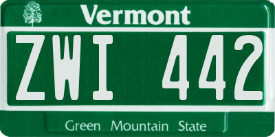 VT license plate ZWI442