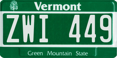 VT license plate ZWI449