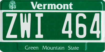 VT license plate ZWI464