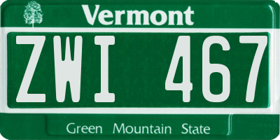 VT license plate ZWI467