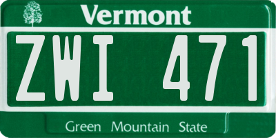 VT license plate ZWI471