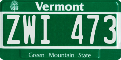 VT license plate ZWI473