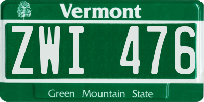 VT license plate ZWI476