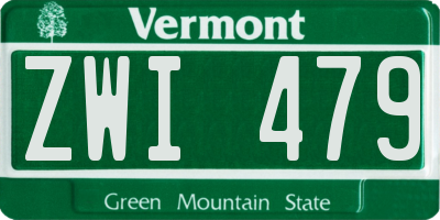VT license plate ZWI479