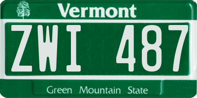 VT license plate ZWI487