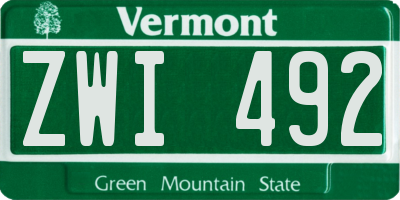 VT license plate ZWI492
