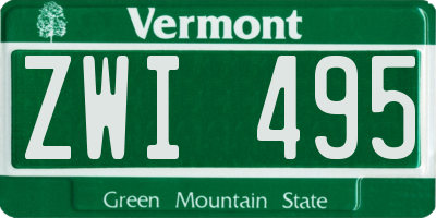 VT license plate ZWI495