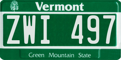 VT license plate ZWI497