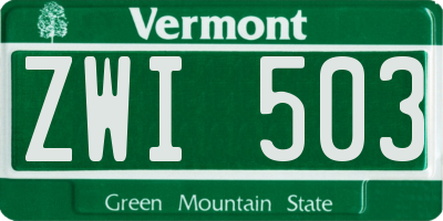 VT license plate ZWI503