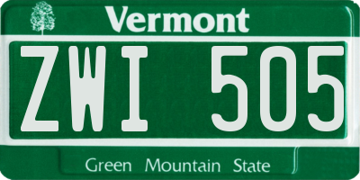 VT license plate ZWI505