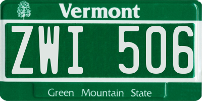 VT license plate ZWI506
