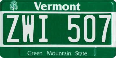 VT license plate ZWI507