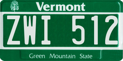 VT license plate ZWI512