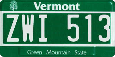 VT license plate ZWI513