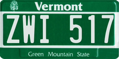 VT license plate ZWI517