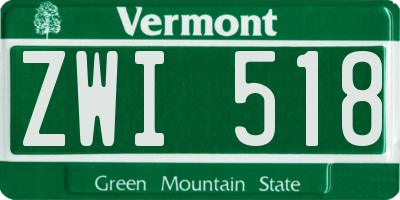 VT license plate ZWI518