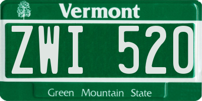 VT license plate ZWI520