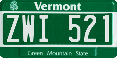 VT license plate ZWI521