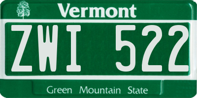 VT license plate ZWI522
