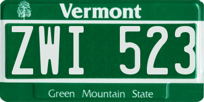 VT license plate ZWI523