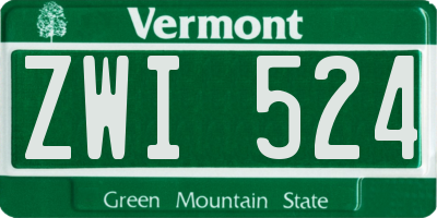 VT license plate ZWI524