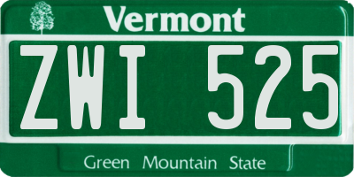 VT license plate ZWI525