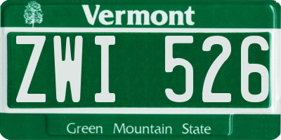 VT license plate ZWI526