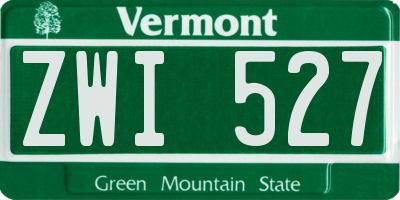 VT license plate ZWI527