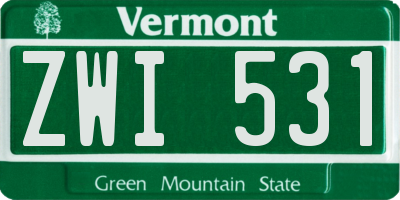 VT license plate ZWI531