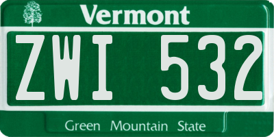 VT license plate ZWI532
