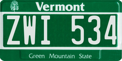 VT license plate ZWI534