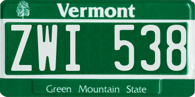 VT license plate ZWI538