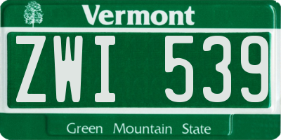 VT license plate ZWI539