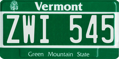 VT license plate ZWI545