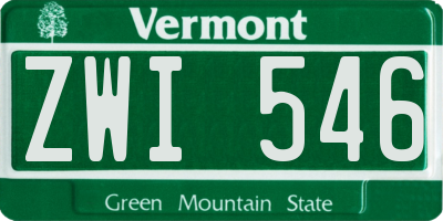 VT license plate ZWI546