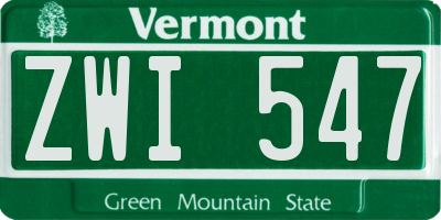VT license plate ZWI547