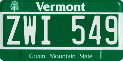 VT license plate ZWI549