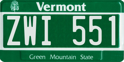 VT license plate ZWI551