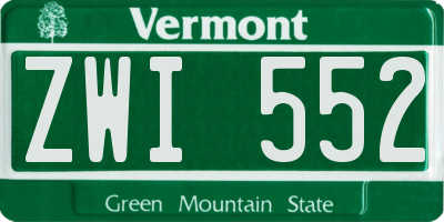 VT license plate ZWI552