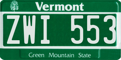 VT license plate ZWI553