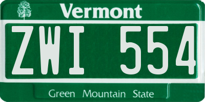 VT license plate ZWI554