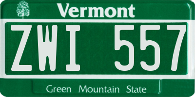 VT license plate ZWI557