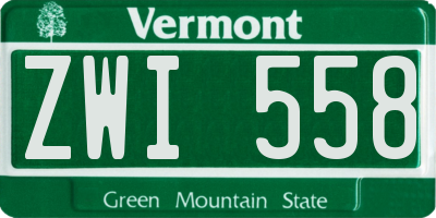 VT license plate ZWI558