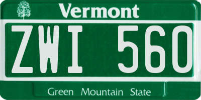 VT license plate ZWI560